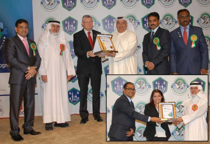 Musaed Al Hawli from Agility receiving the ASSE HSE Gold Award. Inset: Nita Bhatkar from Agility receiving the Special Award for CSR. Musaed Al Hawli from Agility receiving the ASSE HSE Gold Award. Inset: Nita Bhatkar from Agility receiving the Special Award for CSR.