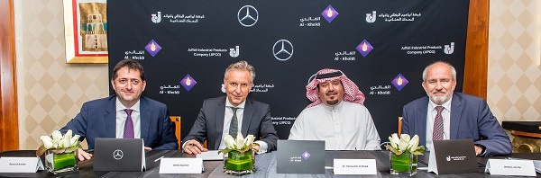 The contract was signed in the presence of Stefan Buchner, head of Mercedes-Benz Trucks, Till Oberwoerder, head of marketing, sales and services Mercedes-Benz Trucks and Roland Schneider, president & CEO Daimler Commercial Vehicles MENA. The contract was signed in the presence of Stefan Buchner, head of Mercedes-Benz Trucks, Till Oberwoerder, head of marketing, sales and services Mercedes-Benz Trucks and Roland Schneider, president & CEO Daimler Commercial Vehicles MENA.