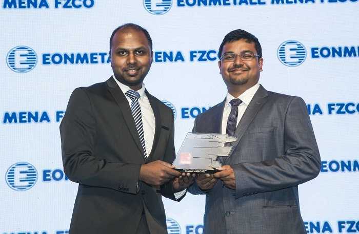 Raihan Hussain, sales manager, AlMajdouie De Rijke Logistics collects the award. Raihan Hussain, sales manager, AlMajdouie De Rijke Logistics collects the award.
