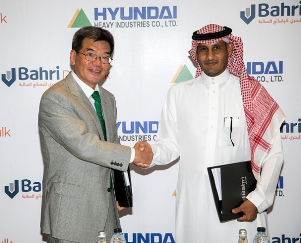 The agreement was signed in Dubai, UAE, in the presence of Ali Al-Harbi, acting CEO of Bahri, Nezar Banabeela, president, Bahri Dry Bulk, Sam. H. Ka, president & COO, Hyundai Heavy Industries (HHI) Group, in addition to other executives from both companies. The agreement was signed in Dubai, UAE, in the presence of Ali Al-Harbi, acting CEO of Bahri, Nezar Banabeela, president, Bahri Dry Bulk, Sam. H. Ka, president & COO, Hyundai Heavy Industries (HHI) Group, in addition to other executives from both companies.