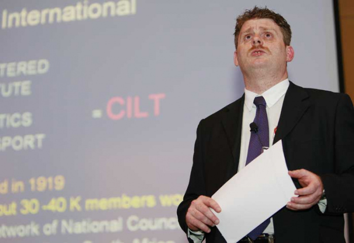CILT regional director Alex Borg talks to attendees at the evening event. CILT regional director Alex Borg talks to attendees at the evening event.
