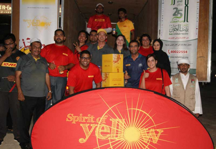 DHL staff during the donation drive. DHL staff during the donation drive.