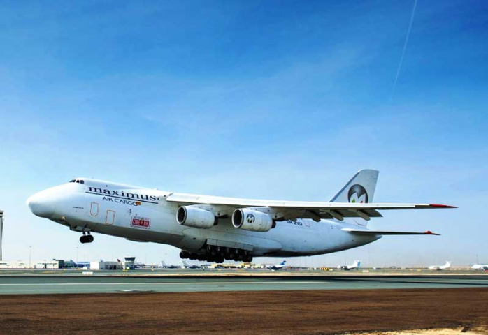 A Maximus freighter at Dubai World Central. A Maximus freighter at Dubai World Central.