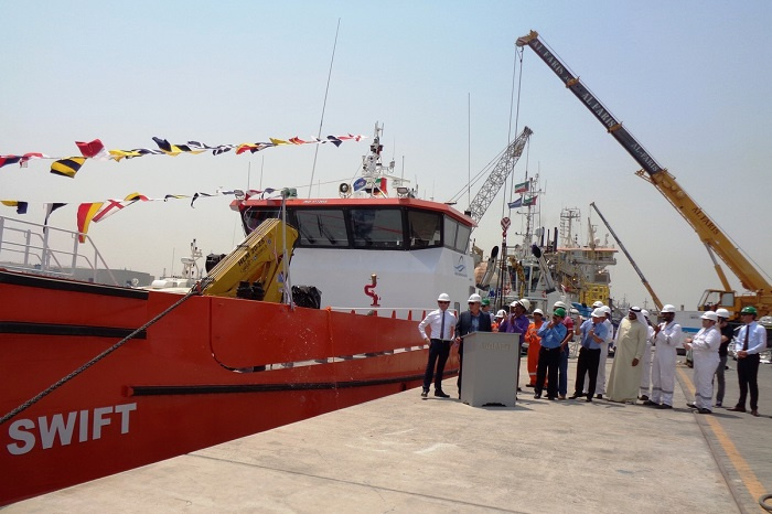 Damen Shipyards Group has delivered a Damen Fast Crew Supplier (FCS) 2610 workboat to Atlantic Maritime Group in the UAE. Damen Shipyards Group has delivered a Damen Fast Crew Supplier (FCS) 2610 workboat to Atlantic Maritime Group in the UAE.