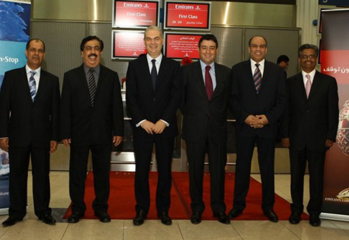 Emirates officials and special guests who boarded the inaugural flight to St. Petersburg. Emirates officials and special guests who boarded the inaugural flight to St. Petersburg.