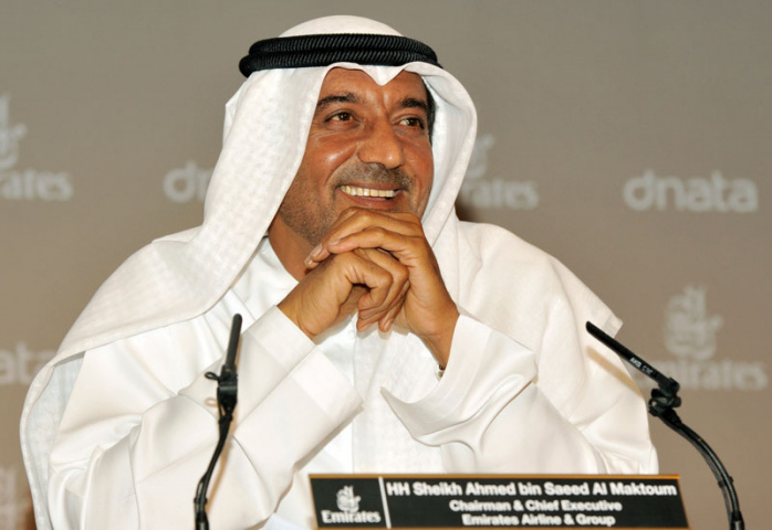 Emirates chairman Sheikh Ahmed presented the results in Dubai Emirates chairman Sheikh Ahmed presented the results in Dubai