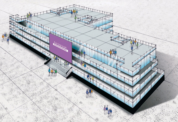 NEW BASE: Exhibitors at this year?s Farnborough Airshow will showcase their services at the FIVE building. NEW BASE: Exhibitors at this year?s Farnborough Airshow will showcase their services at the FIVE building.