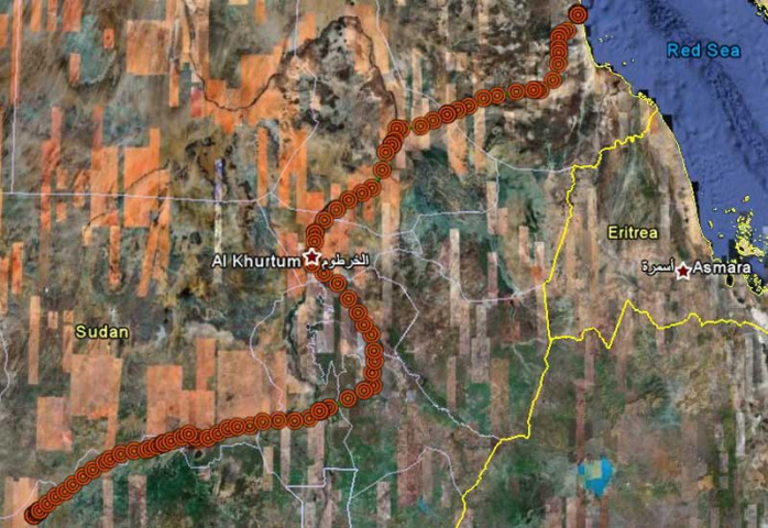 A screenshot from an Impeva Labs solution shows real-time monitoring of a humanitarian shipment en route to Darfur in October 2008. A screenshot from an Impeva Labs solution shows real-time monitoring of a humanitarian shipment en route to Darfur in October 2008.