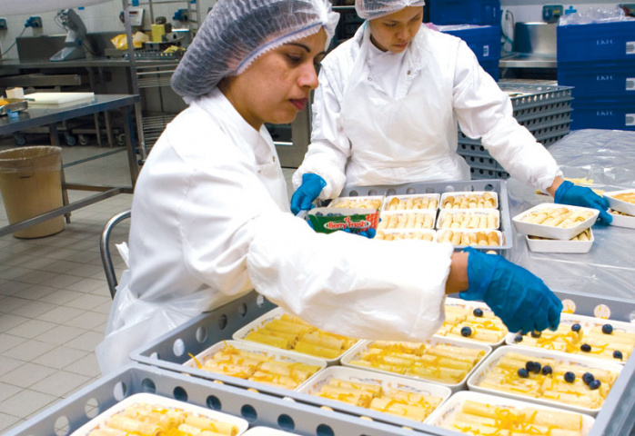 Emirates Flight Catering produces more than 200,000 meals per day. Emirates Flight Catering produces more than 200,000 meals per day.