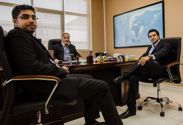 INDU Group chairman Kishore Lakhani is pictured centre. INDU Group chairman Kishore Lakhani is pictured centre.