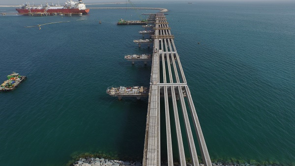 DP World is currently building the bridge to connect island Terminal 4 to the main port. DP World is currently building the bridge to connect island Terminal 4 to the main port.
