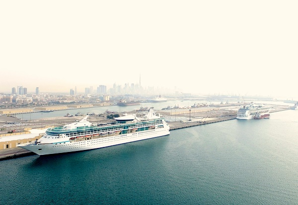 Legend of the Seas was in port in Dubai at the same time as her fleet mate and sister ship Vision of the Seas Legend of the Seas was in port in Dubai at the same time as her fleet mate and sister ship Vision of the Seas