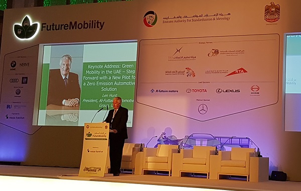Len Hunt, president, Al-Futtaim Automotive Group presents the hydrogen fuel cell plan at the 2nd International Conference on Future Mobility. Len Hunt, president, Al-Futtaim Automotive Group presents the hydrogen fuel cell plan at the 2nd International Conference on Future Mobility.