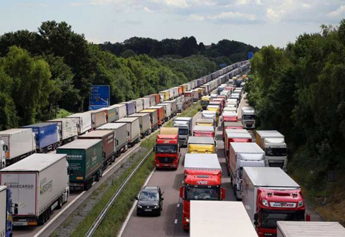 Lorries parked as part of Operation Stack. Lorries parked as part of Operation Stack.