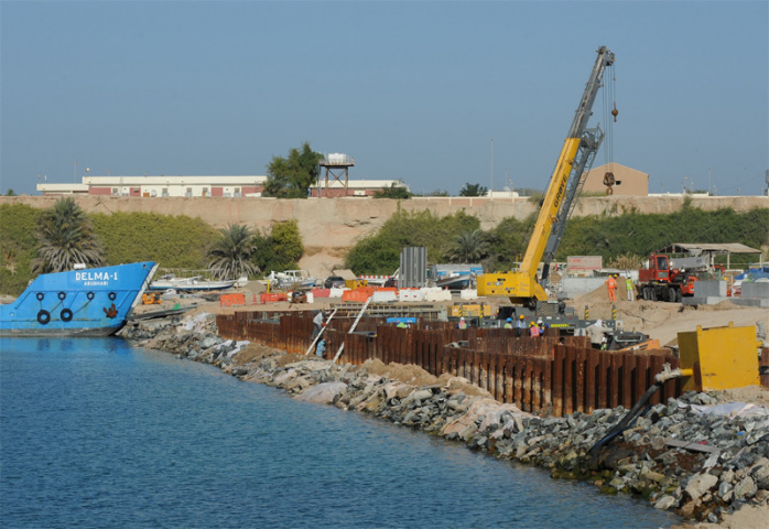 An image of the work underway at Mugharrag Port. An image of the work underway at Mugharrag Port.