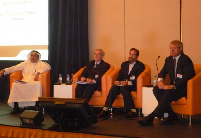 A panel discussion taking place during Maritime Outlook Middle East, with NITC chairman Mohammed Souri sitting second from right. A panel discussion taking place during Maritime Outlook Middle East, with NITC chairman Mohammed Souri sitting second from right.