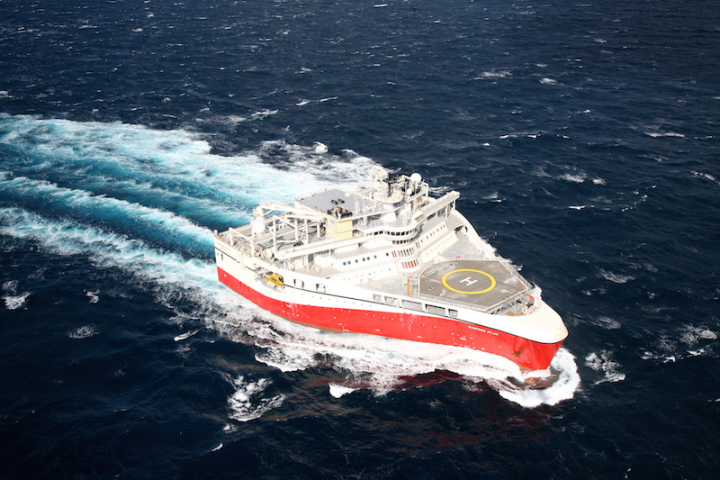 The Ramform Atlas is one of the strangest-looking ships ever built. She is one of two new vessels in the Ramform Titan class of 3D seismic survey vess The Ramform Atlas is one of the strangest-looking ships ever built. She is one of two new vessels in the Ramform Titan class of 3D seismic survey vess