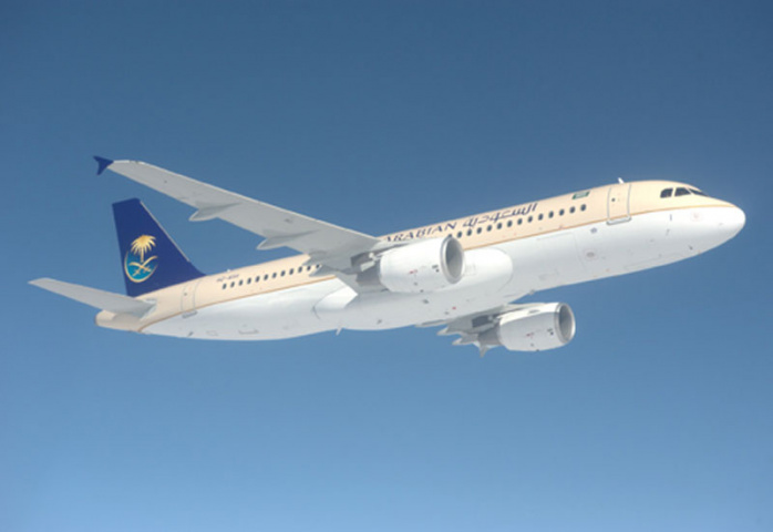 A Saudia Airlines plane. A Saudia Airlines plane.