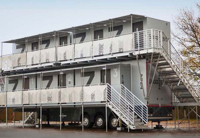 The company’s portable hotel rooms have proved popular at sporting events and music festivals. The company’s portable hotel rooms have proved popular at sporting events and music festivals.
