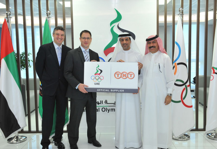 TNT Express officials with UAE National Olympic Committee representatives. TNT Express officials with UAE National Olympic Committee representatives.