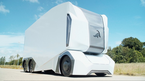The ‘T-pod,’ an electric self-driving vehicle that is remotely controlled by drivers, is significantly smaller than today’s heavy trucks and works alongside its innovative charging stations and electric-car infrastructure. The ‘T-pod,’ an electric self-driving vehicle that is remotely controlled by drivers, is significantly smaller than today’s heavy trucks and works alongside its innovative charging stations and electric-car infrastructure.