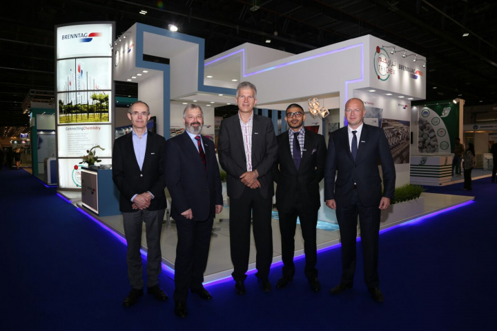 Left to right: Carl Blomme, Regional President of Brenntag Europe West & MEA, Martin Rimmer, European Marketing Manager Coatings & Construction of Brenntag, Michael Thompson, MD of Brenntag MEA, Jonathan Mayne, COO of Trychem-Brenntag and Alejandro Pattyn, CEO of Trychem-Brenntag. Left to right: Carl Blomme, Regional President of Brenntag Europe West & MEA, Martin Rimmer, European Marketing Manager Coatings & Construction of Brenntag, Michael Thompson, MD of Brenntag MEA, Jonathan Mayne, COO of Trychem-Brenntag and Alejandro Pattyn, CEO of Trychem-Brenntag.