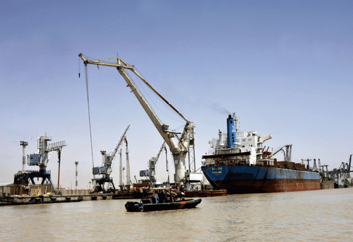The Iraqi port of Umm Qasr, which saw 15 ships carrying a variety of cargo dock last week. The Iraqi port of Umm Qasr, which saw 15 ships carrying a variety of cargo dock last week.