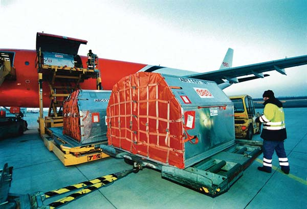 Cargo is transferred at Dubai International Airport Cargo is transferred at Dubai International Airport