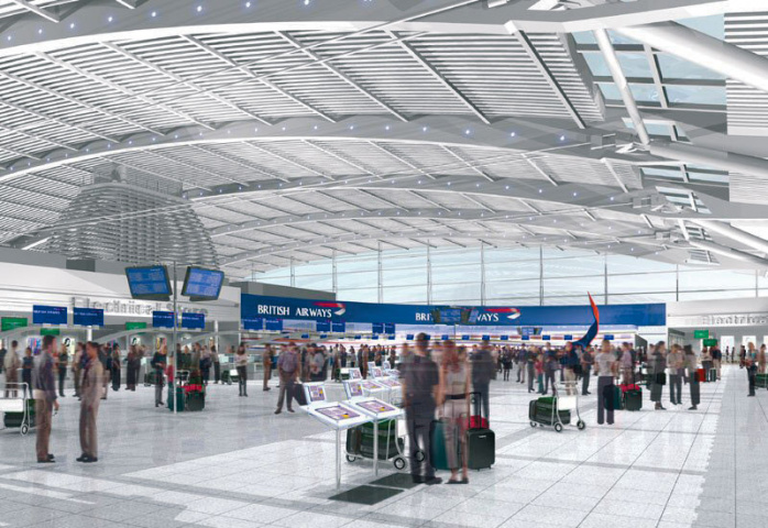 NO HANGING AROUND: The airport?s new terminal will have 96 self service check-in kiosks to reduce passenger waiting times. NO HANGING AROUND: The airport?s new terminal will have 96 self service check-in kiosks to reduce passenger waiting times.