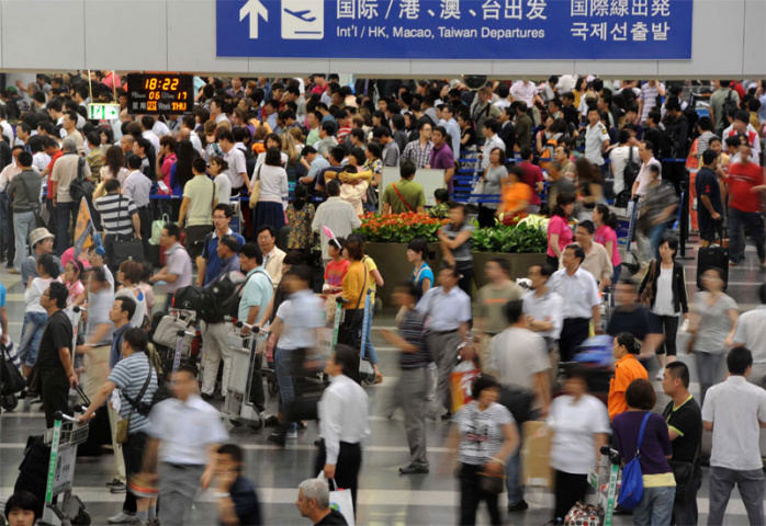 Beijing's international airport is busy, but Langham Place is a haven of tranquility (AFP/Getty). Beijing's international airport is busy, but Langham Place is a haven of tranquility (AFP/Getty).