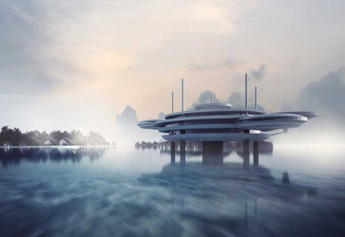 A concept shot of the discus hotel. A concept shot of the discus hotel.