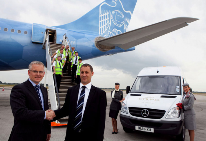 Andrew Harrison, Manchester Airport Managing Director and Jeff Wilkinson, Etihad Airways Vice President for Maintenance Andrew Harrison, Manchester Airport Managing Director and Jeff Wilkinson, Etihad Airways Vice President for Maintenance