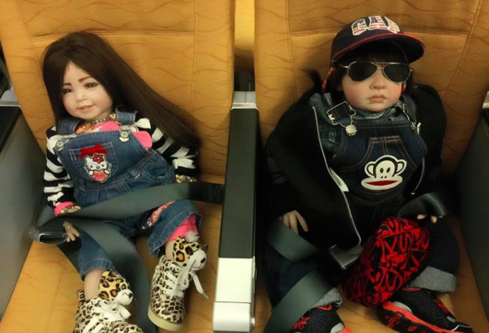 The dolls with 'supernatural powers' aboard the aircraft. The dolls with 'supernatural powers' aboard the aircraft.