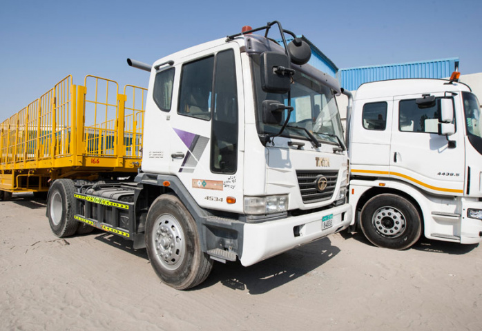 Two of Prime Link’s latest Tata Prima 4x2 tractor heads. Two of Prime Link’s latest Tata Prima 4x2 tractor heads.