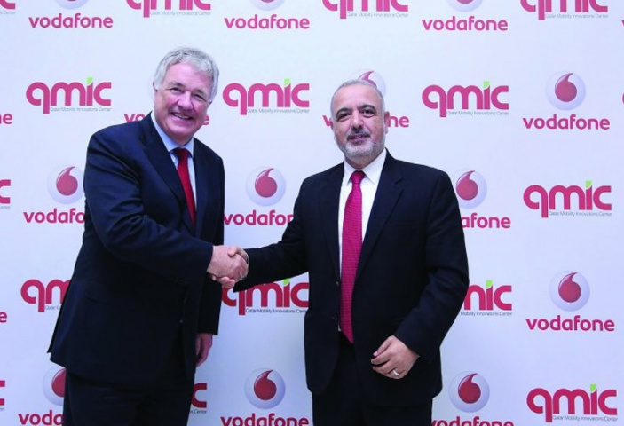 Ian Gray, CEO Vodafone Qatar (left), and Adnan Abu Dayya, CEO, QMIC at the event. (image The Peninsula) Ian Gray, CEO Vodafone Qatar (left), and Adnan Abu Dayya, CEO, QMIC at the event. (image The Peninsula)
