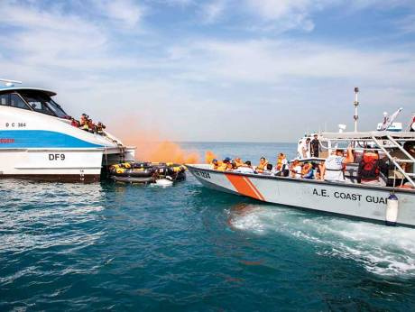 The drill simulated a collision between one of RTAs marine transit modes, Dubai Ferry with 50 persons on board, sparking flames in the rear of the ferry. The drill simulated a collision between one of RTAs marine transit modes, Dubai Ferry with 50 persons on board, sparking flames in the rear of the ferry.