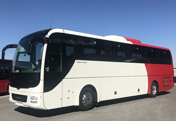 Mwasalat is the first company in the region to add to its fleet MANs safest-ever Lions Coaches that are equipped with advanced technology to reduce accidents, improve passenger comfort and ensure efficient and safe driving. Mwasalat is the first company in the region to add to its fleet MANs safest-ever Lions Coaches that are equipped with advanced technology to reduce accidents, improve passenger comfort and ensure efficient and safe driving.