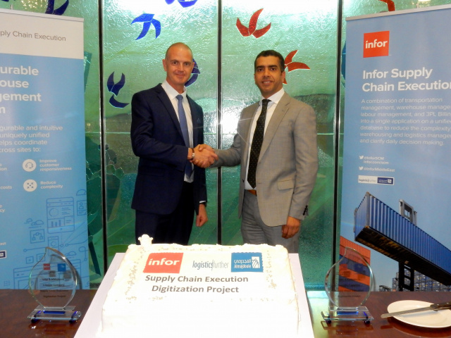 Brent Melvin, chief operations officer, Almajdouie Logistics, with Alaa Hewedi, vice president of sales for Saudi Arabia, Infor. Brent Melvin, chief operations officer, Almajdouie Logistics, with Alaa Hewedi, vice president of sales for Saudi Arabia, Infor.