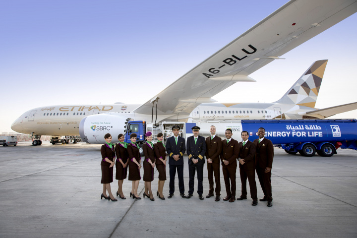 The crew of the first biofuel flight for Etihad Airways. The crew of the first biofuel flight for Etihad Airways.