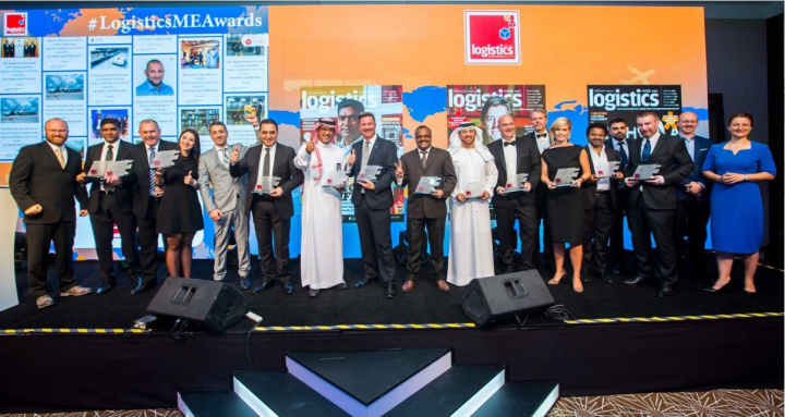 All the winners on stage at the Logistics Middle East Awards 2018. All the winners on stage at the Logistics Middle East Awards 2018.