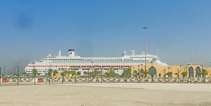 Karnika at the cruise terminal in Dubai (image courtesy Cruise Arabia) Karnika at the cruise terminal in Dubai (image courtesy Cruise Arabia)