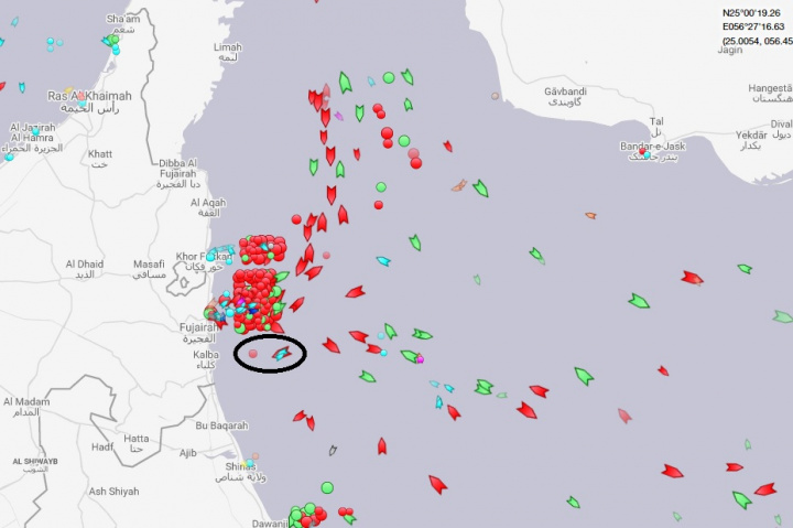 AIS map showing location of the two tankers at anchor AIS map showing location of the two tankers at anchor