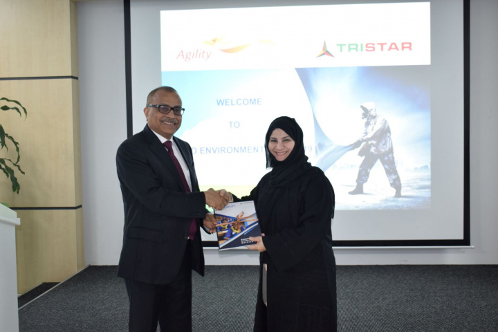 Tristar Group CEO Eugene Mayne handed the first copy of the report entitled ‘Empowering the Next Generation for Sustainable Development’ to Emirates Environmental Group chairperson Habiba Al Marashi in a town hall meeting held recently at the Tristar head office in Jebel Ali, where the company celebrated World Environment Day. Tristar Group CEO Eugene Mayne handed the first copy of the report entitled ‘Empowering the Next Generation for Sustainable Development’ to Emirates Environmental Group chairperson Habiba Al Marashi in a town hall meeting held recently at the Tristar head office in Jebel Ali, where the company celebrated World Environment Day.