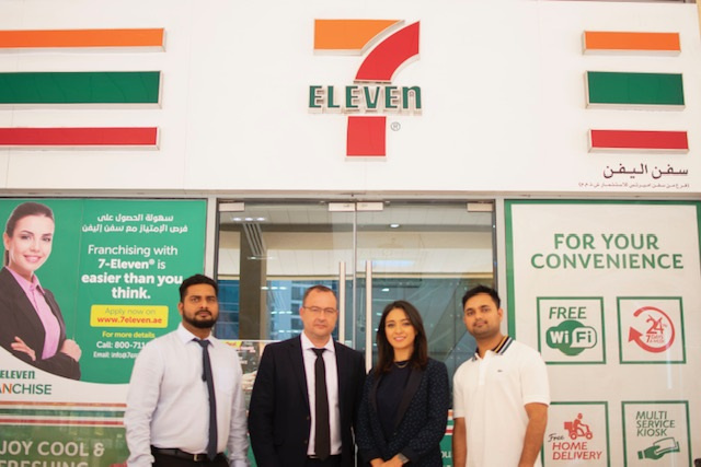 Benturquia and Noblet (centre) at a flagship 7eleven store in Dubai with Tripath (right) and Anwar (left) Benturquia and Noblet (centre) at a flagship 7eleven store in Dubai with Tripath (right) and Anwar (left)