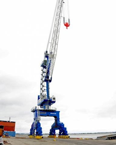 First Liebherr portal slewing crane in the US. First Liebherr portal slewing crane in the US.